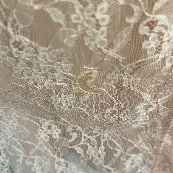 Vtg 60s Vanity Fair light pink lace double layer nylon button front short robe - Picture 7 of 12